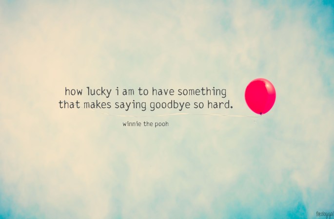 A Bit of Wisdom from Winnie the Pooh - http://theologigal.files.wordpress.com/2012/02/how-lucky-i-am-to-have-something-that-makes-saying-goodbye-so-hard-winnie-the-pooh.jpg