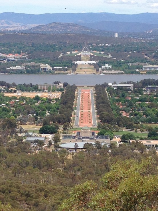 War Memorial-Parliament House, view from Mount Ainslie